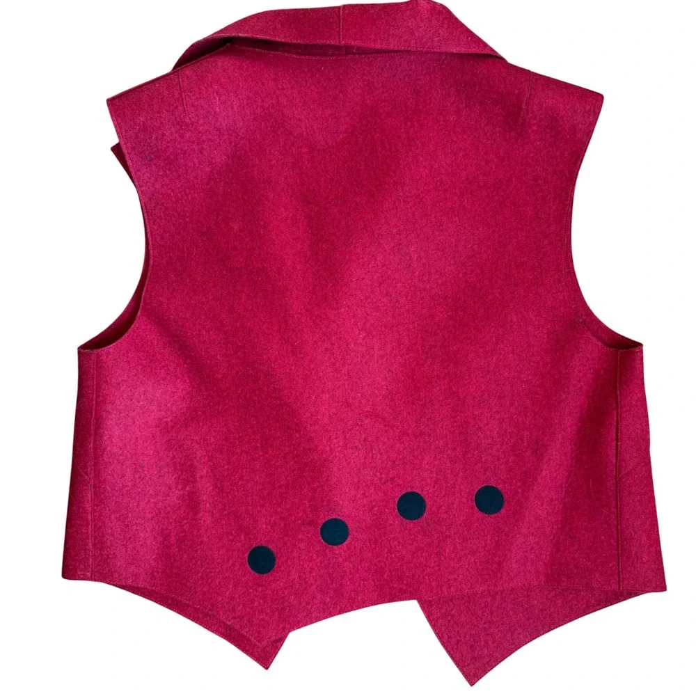 Teresa Maria Widuch Roku Vest Cherry Red Wool Felt Wearable Art USA Size S
